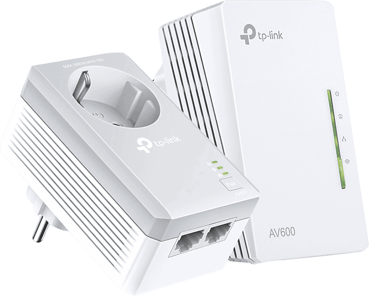 Adaptador PLC - TP-Link TL-WPA4226 KIT, 2 Adaptadores Powerline, AV600, WiFi 300Mbps, Puertos, Blanco