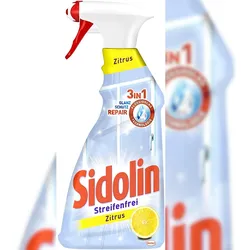Sidolin Zitrus Glasreiniger mit Abperl-Effekt 500 ml Sprühflasche Reiniger
