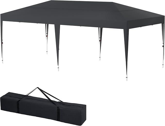 Faltpavillon 3x6m Pop Up Pavillon Winterfest und Sonnenschutz Gartenpavillon, Höhenverstellbar Partyzelt, mit Tragetasche Gartenzelt Sonnenschutz, für Camping Strände Festival, Anthrazit