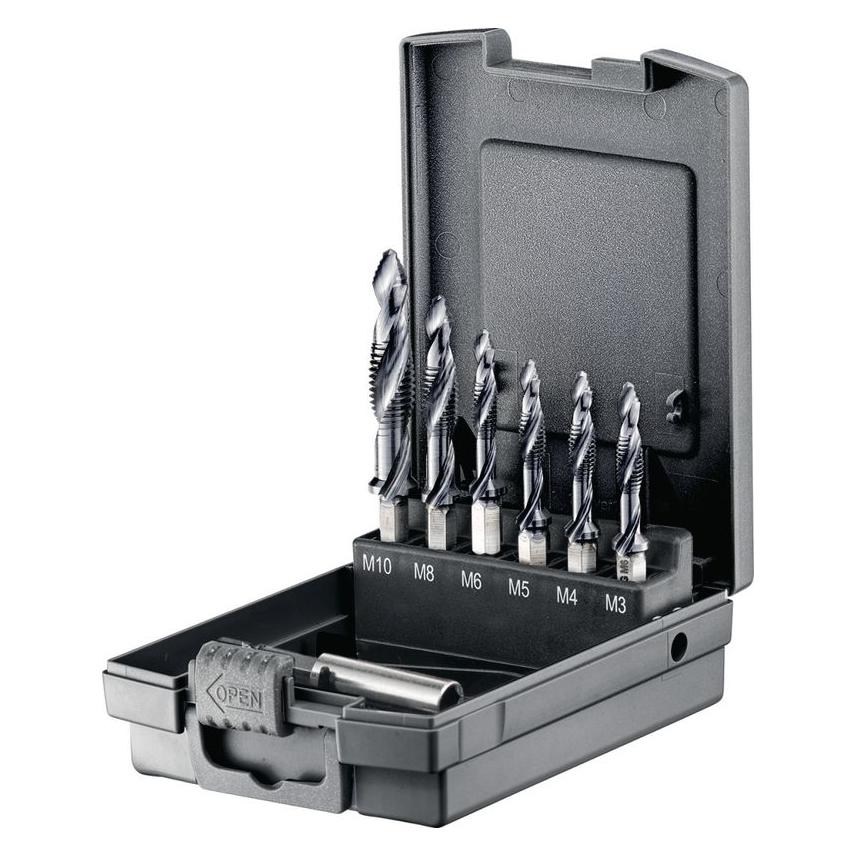 Fortec Kombi-Gewindebohrer-Set Premium Line mit Stufenspitze, 6-teilig (FT70032)