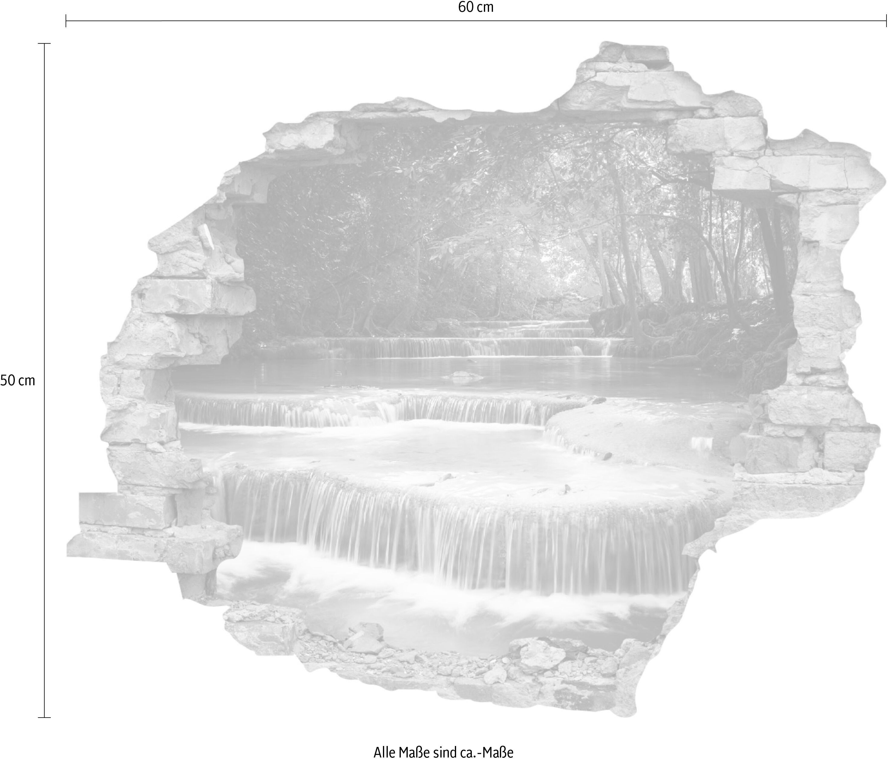 Wandtattoo QUEENCE "Fluss", beige (natur), B:60cm H:50cm T:0,1cm, Wandtattoos, Wandtattoo, Wandsticker, Wandbild, selbstklebend, 3D, Wanddurchbruch natur B/H/T: 60cm x 50cm x 0,1cm, Natur