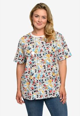 Plus Size Women's Mickey Mouse & Friends All-Over Print T-Shirt Minnie Pluto by Disney in Grey (Size 5X (30-32))
