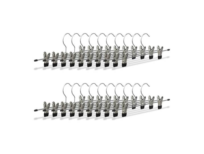 Relaxdays Hosenbügel Silber Schwarz 20er-Set, Silberfarben, Metall, Kunststoff, 35.5x9x2.5 cm, Schlafzimmer, Kleiderschränke, Schrankzubehör, sonstiges Schrankzubehör