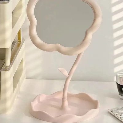 Smart Shopping Spot Creative Desktop Flower Mirror For Home Decor Perfect Dressing Mirror For Bedroom & Dormitory pink