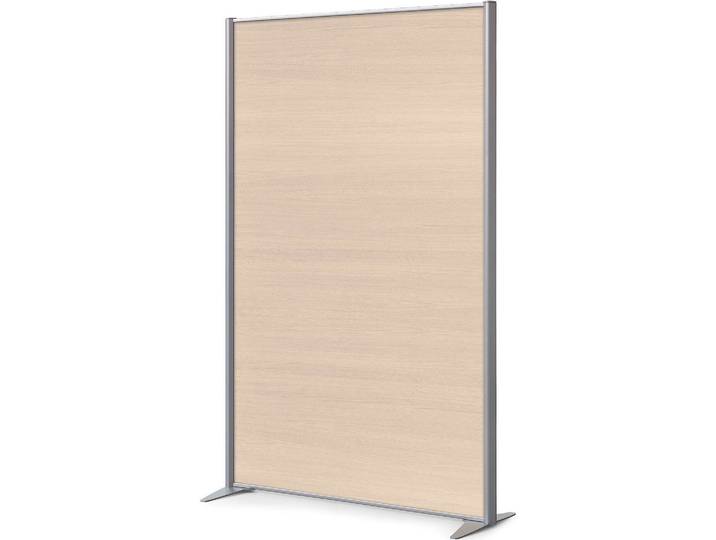 Cloison de séparation pleine B-Zen - L 122 x H 180 cm - Bois antibactérien chêne clair - Pied fixe couleur aluminium - Cloisons de séparation - Bruneau