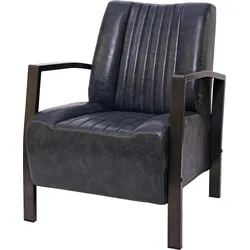 Sessel MCW-H10, Loungesessel Polstersessel Relaxsessel, Metall Industriedesign, MVG-zertifiziert ~ vintage grau