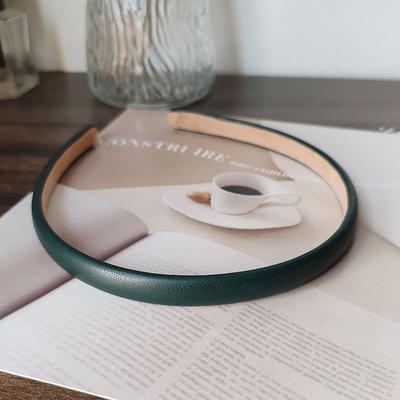 Uplifted Trends Vintage PU Leather Bezel Headband For Women And Girls Stylish Solid Hair Band green