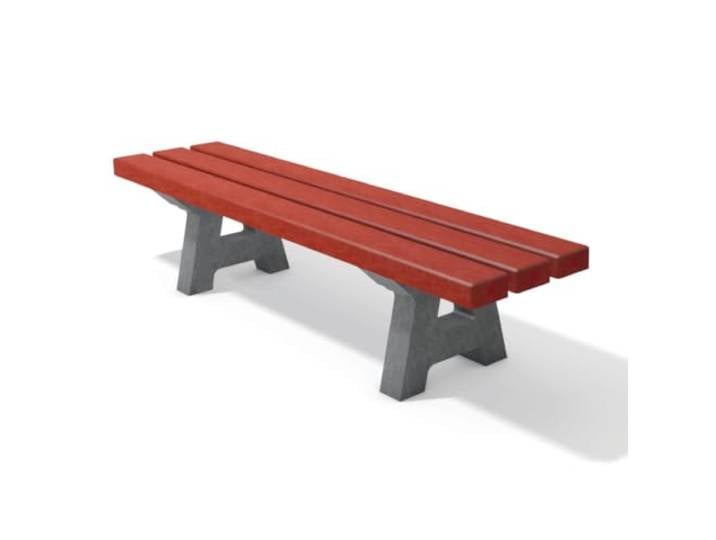 hanit® Kindersitzgruppe Canetti Kinderbank ohne Rückenlehne Grau-Rot aus 100% recyceltem Kunststoff wetterfeste Sitzgruppe für KiTas