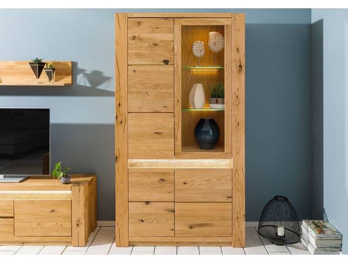Vitrine Wildeiche 113x40x205 natur geölt KENT #102