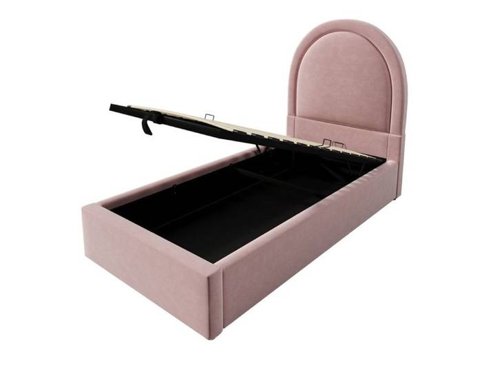 Lit rembourré enfant 90x190 avec rangement et sommier lit filles simple 90x190 avec tête de lit en velours rose (san matelas)