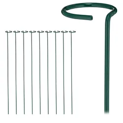 Relaxdays 10er Set Pflanzstäbe aus Metall Dunkelgrün