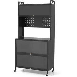 Helloshop26 - Tragbares 5-stöckiges Küchenregal 80 x 40 x 160 cm mit verstärkten Sicherheitsrollen modernes Design schwarz