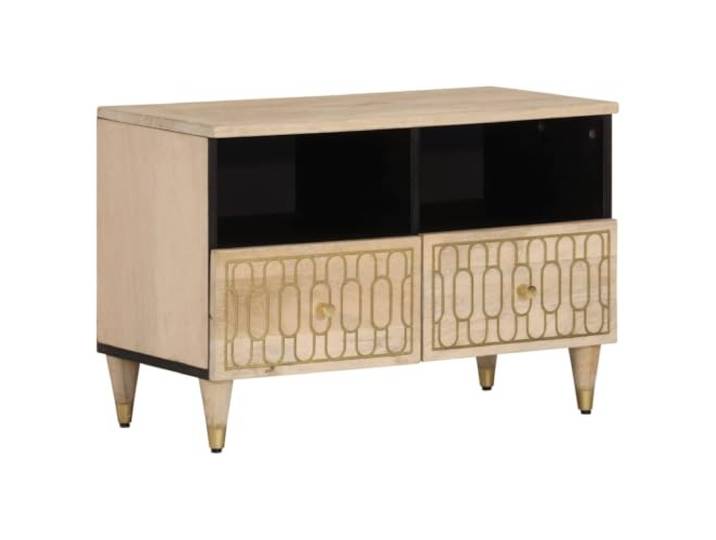 HEFZGDB TV-Schrank 70x33x46 cm Massivholz Mango Handgeschnitzt mit Stauraum und Holzbeinen für Wohnzimmer