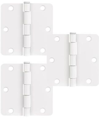 Design House White Steel Plain Bearing Door Hinge with Removable Pin, 3-1/2 x 3-1/2 in. 1/4 in. Radius, 3-Pack