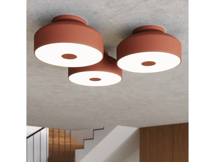 Plafonnier moderne rouge à 4 lumières