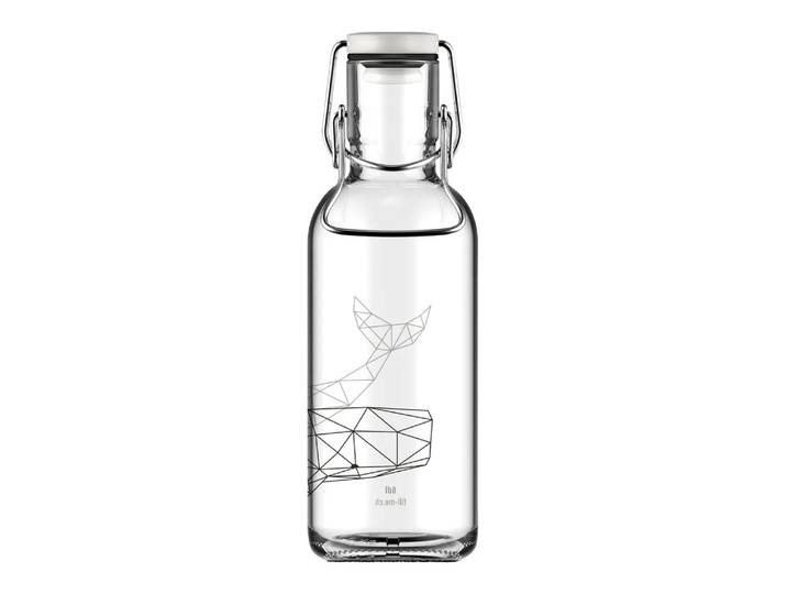 Flasche Moby Dick, Fill Me, transparent/schwarz, Glas