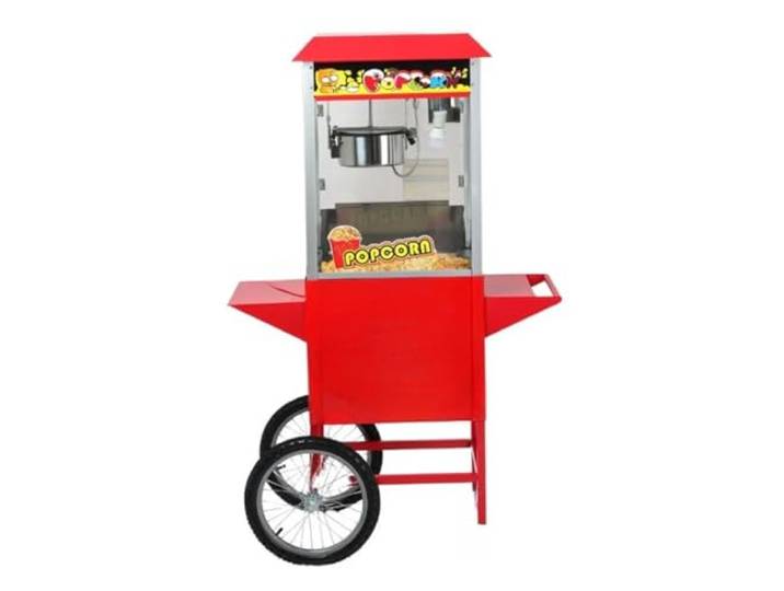 Machine à Pop-Corn Professionnelle avec Chariot - 1440W - Cuve 2\,2L - Éclairage LED - Style Cinéma Rouge