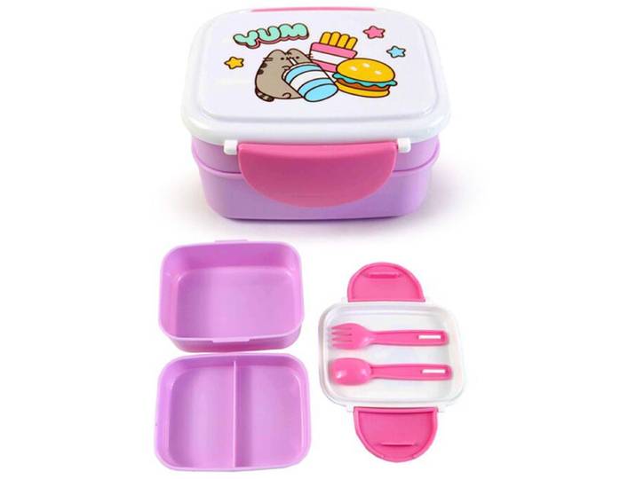 Bentobox/Lunchbox - Pusheen the Cat Foodie YUM - Bestek - Roze - 9x15\,5x14cm