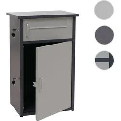 Paketkasten HWC-O51, Paketbox Paketfach Paketstation Briefkasten 2 Fächer, Stahl 78x49x38cm ~ dunkelgrau/hellgrau