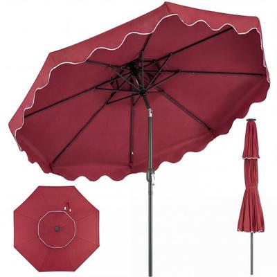 Costway 9 Feet Patio Umbrella with Push Button Tilt and Crank-Wine
