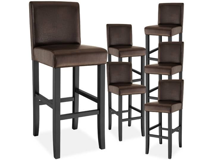 Barhocker aus Kunstleder - braun, 6er Set