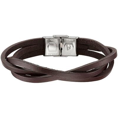 Lederarmband BRUNO BANANI "Schmuck", braun (edelstahlfarben, braun), Armbänder, Damen, 21cm, Edelstahl Leder, Edelstahl, Leder, Lederarmband