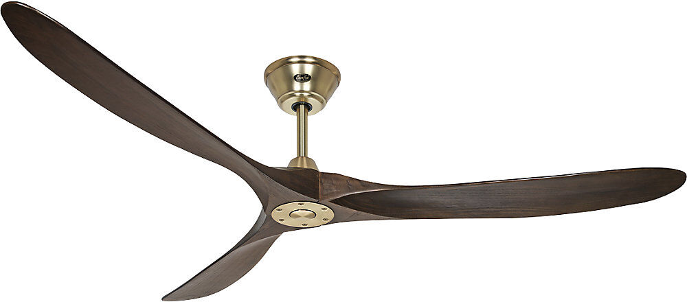 kaiserkraft Deckenventilator ECO GENUINO, Rotorblatt-Ø 1800 mm, nuss / Messing