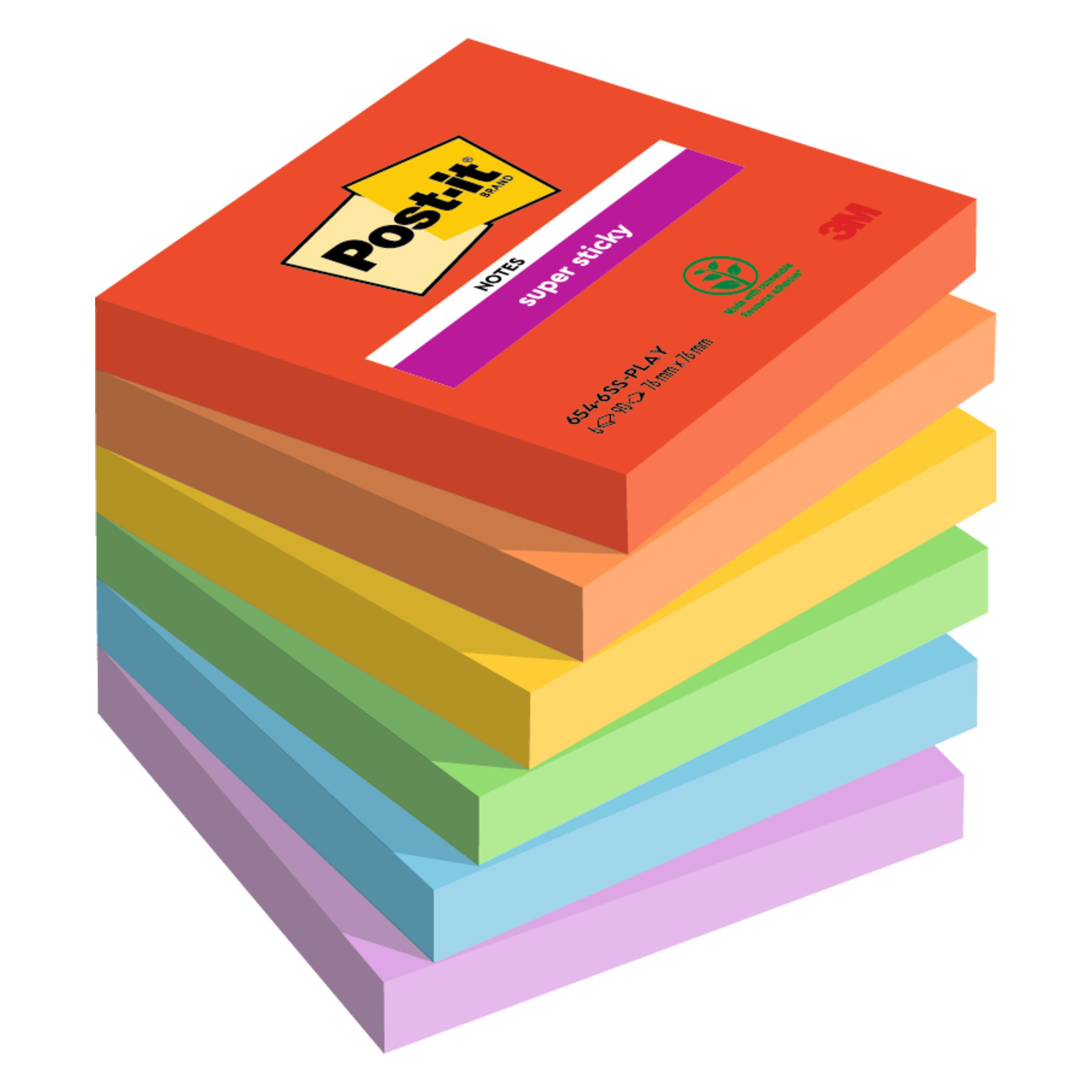 Post-it Super Sticky Playful (76 x 76 mm) (654-6SS-PLAY)