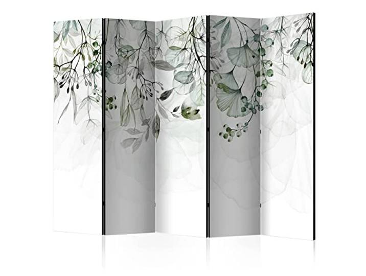 decomonkey Paravent Raumteiler Innen Pflanzen, 225x172 cm, 5-teilig, Laub Einseitig, Natur, Wohnzimmer, Room Divider, Wall, Raumteiler Stehend, Trennwand, Sichtschutz, Spanische Wand, Sichtschutzwand