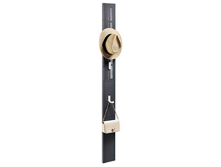 [en.casa] Wandgarderobe Hansnes 165 cm Grau mit 3 ausklappbaren Kleiderhaken Elegante Flurgarderobe Platzsparende Hakenleiste Garderobenpaneel Hochglanz