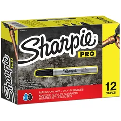 SHARPIE®Permanent Marker S0945720 Schwarz - PRO Metal Barrel Rundspitze 12er Schachtel
