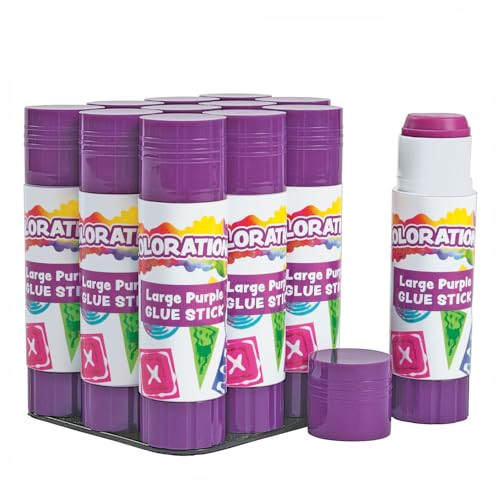Colorations Washable Glue Sticks in een Tray, 12 stuks per set, 88 oz.
