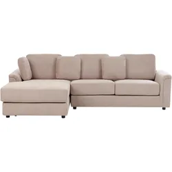 ECKSOFA 4-Sitzer Stoff Taupe rechtsseitig Kohlo
