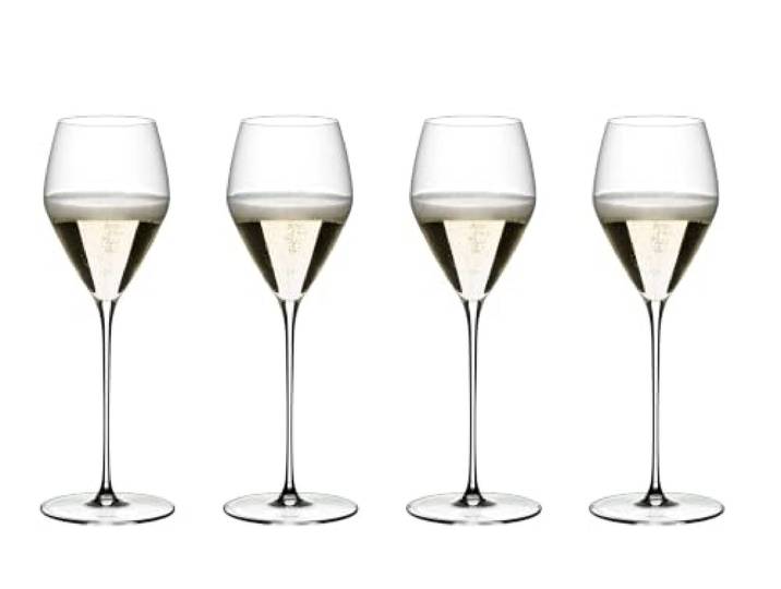 RIEDEL Veloce Champagne Wine Glass, 4-Pack, Clear Crystal, Premium Machine-Made