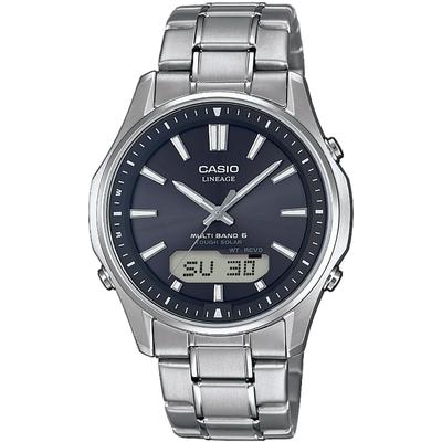 Funkchronograph CASIO FUNK "LCW-M100TSE-1AER", silber (titansilberfarben), Armbanduhren, Herren, Solaruhr, Armbanduhr, Herrenuhr, Funkuhr, Titanarmband, Weltzeit
