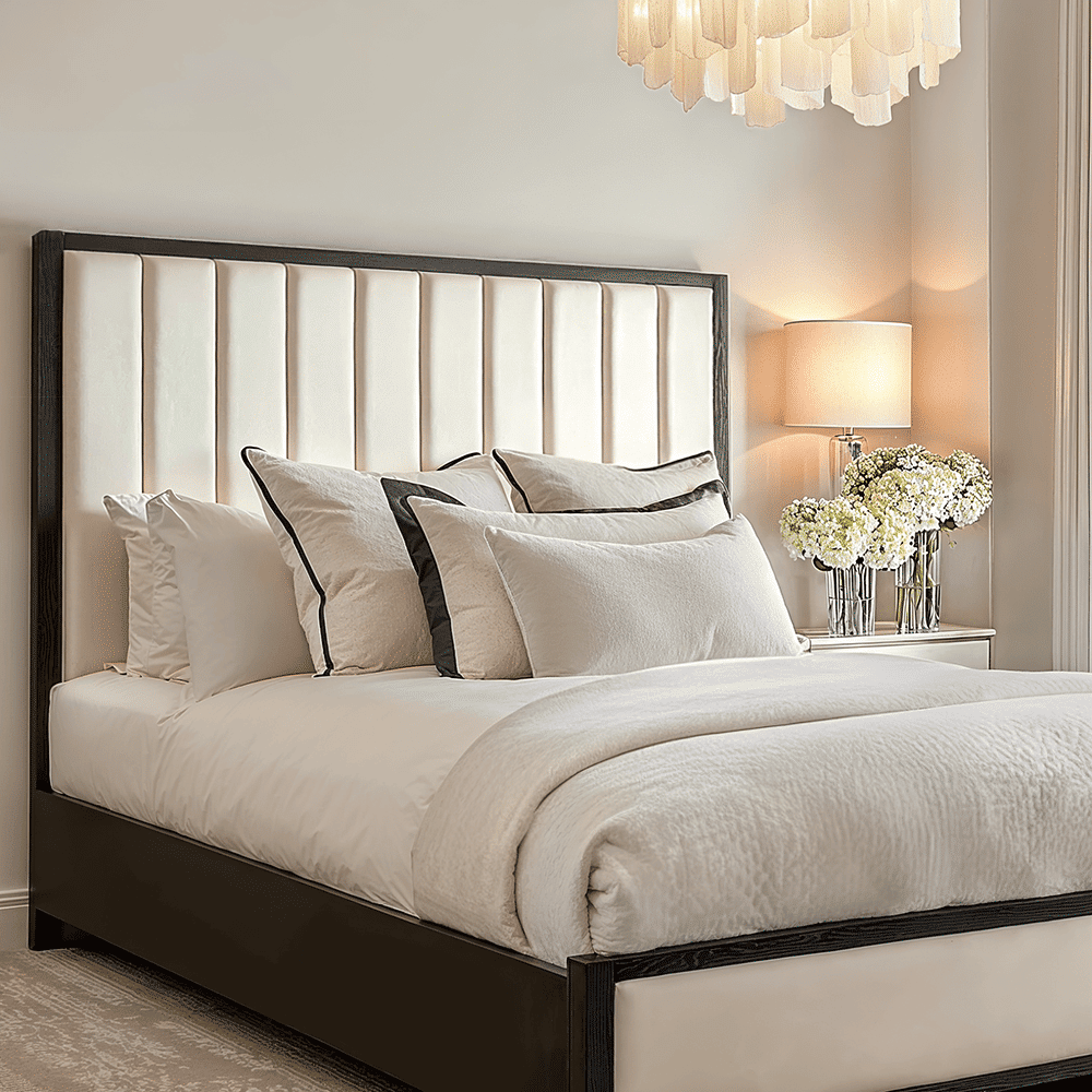 Soho Cream Velvet Bed with Black Wood Frame, Super King