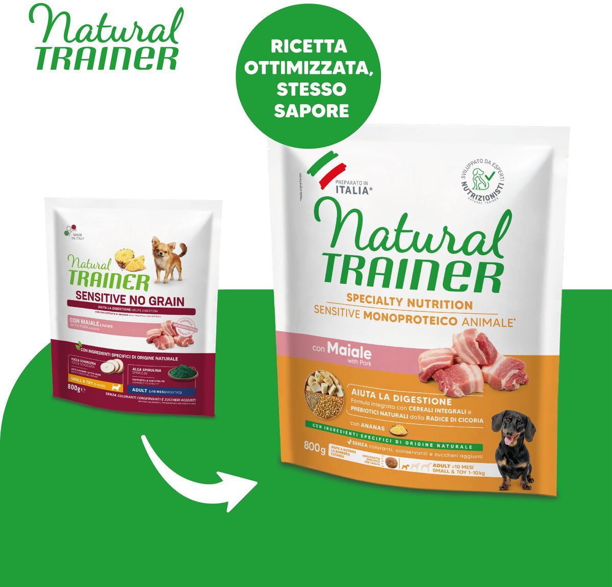 Natural Trainer Sensitive No Gluten Mini Maiale 800G