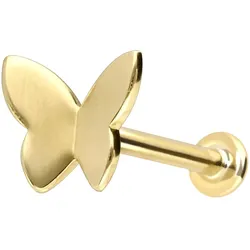 14 Karat Gold Labret mit Push Fit SCHMETTERLING
