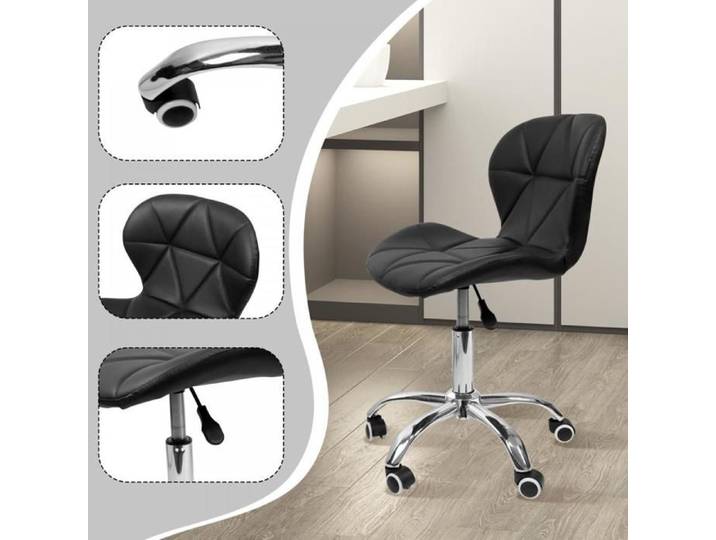 OHMG-Chaise De Bureau-Siège Pivotant-Anti Plis + Anti Âge-Hauteur Réglable-Facile À Nettoyer-Avec Dossier-Forte Adhérence-Noir
