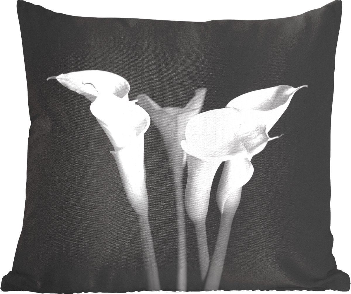 Sierkussen met Calla Lily-print op zwarte achtergrond, 45 x 45 cm