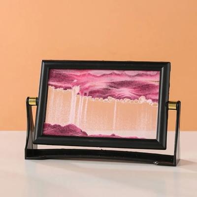 Uplift Picks Rotating Moving Sand Art Picture For Relaxing Desk Home Decor pink 5 Inch