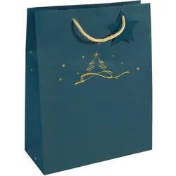 5x Sigel, Geschenkverpackung, Weihnachts-Geschenktte "Christmas tree petrol", groá (1x)