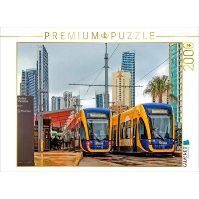 CALVENDO Puzzle Zwei Straßenbahnwagen im Surfers Paradise, Gold Coast, Queensland, Australien | 2000 Teile Lege-Größe 90x67cm Foto-Puzzle für