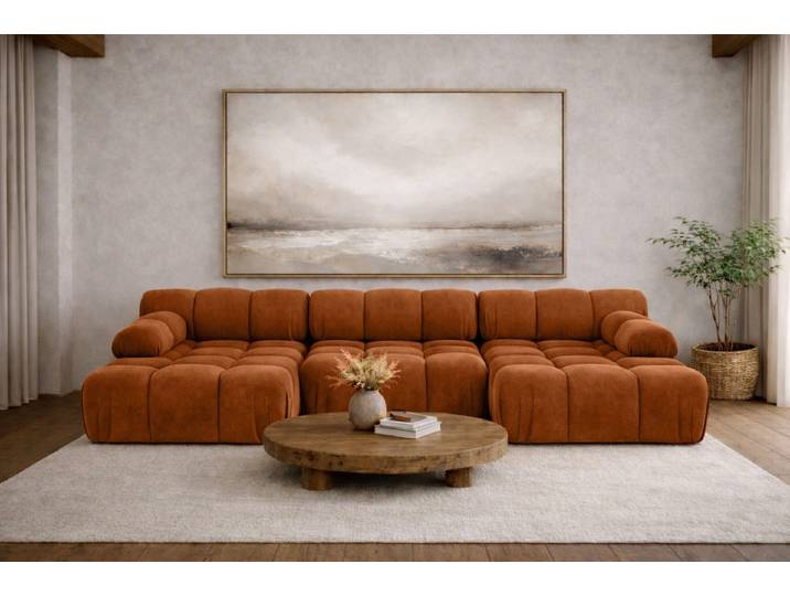 Kaiser Möbel Ecksofa Ecksofa U-Form modern für Wohnzimmer, Stoff Velours Salvador, SELIA, Ecksofa, U-Form,modulares System,abgerundete Form