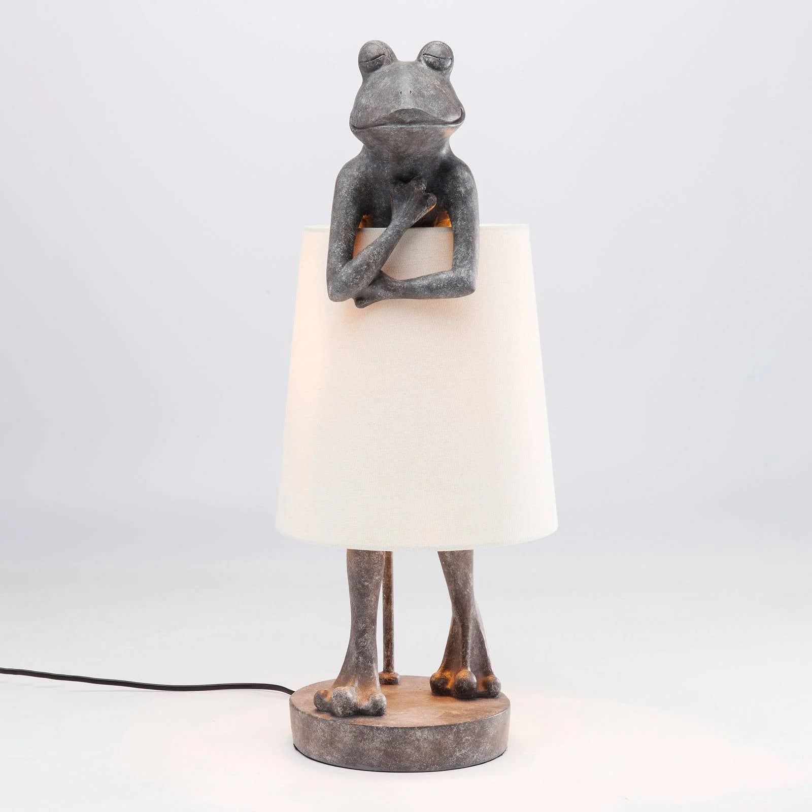 Kare Design Tafellamp Animal Kikker in Grijs en Wit