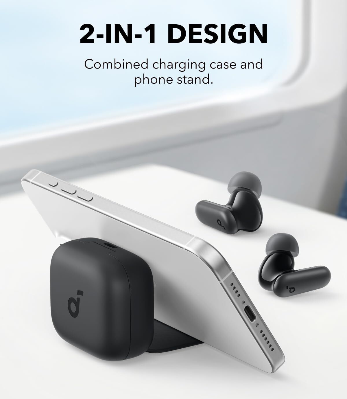 soundcore P30i   Noise Cancelling Earbuds, 2-in-1 Charging Case and Phone Stand Black / 1 Pack