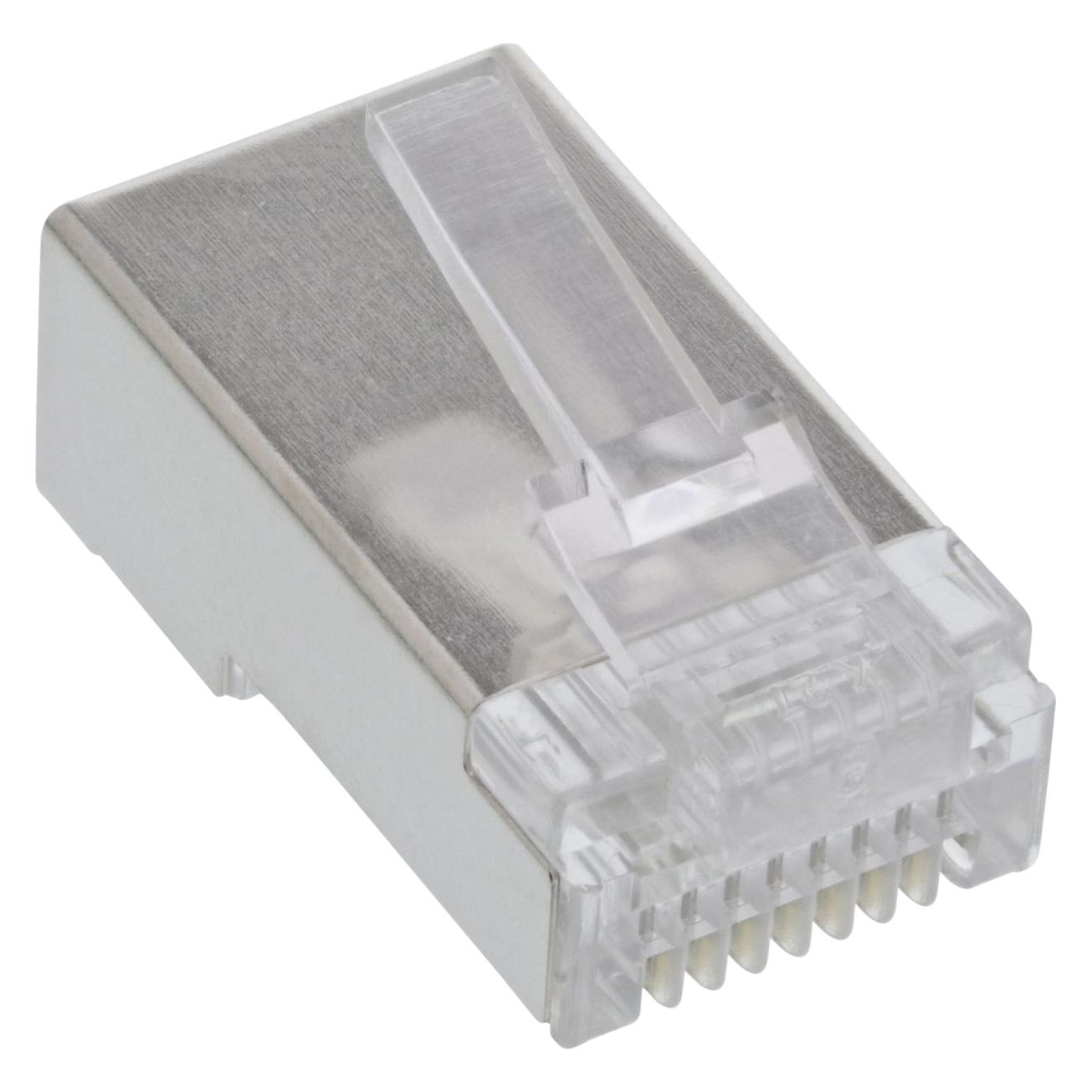 InLine 100er Pack Modularstecker 8P8C RJ45 zum Crimpen auf Rundkabel (73098T)
