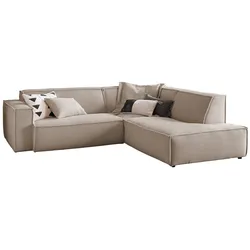KAWOLA Sofa SAMU Ecksofa Cord taupe Recamiere rechts