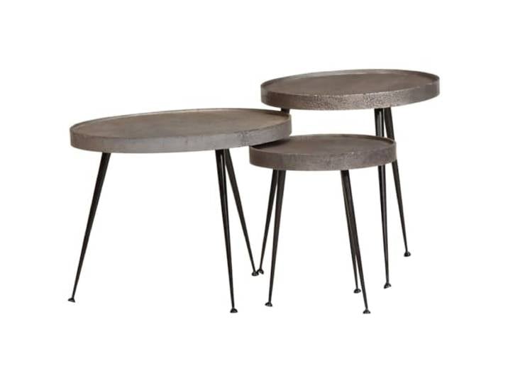 LKJephalotrop Couchtisch 3er Set Schwarz Silbern Beistelltisch Metall Dreiteiliges Tische-Set aus Holzwerkstoff und Metall für stilvolle Flexibilität in Wohnzimmer und Schlafzimmer.
