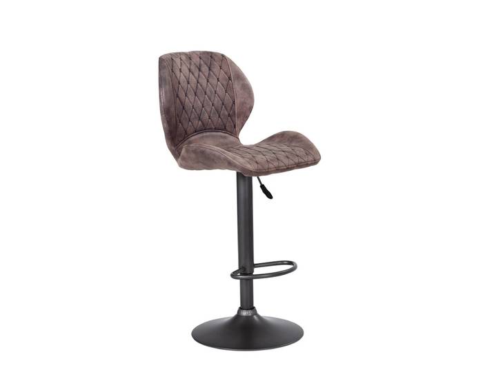 Barhocker Sonja Stoffbezug Vintage Braun Gestell Grau Pulverbeschichtet